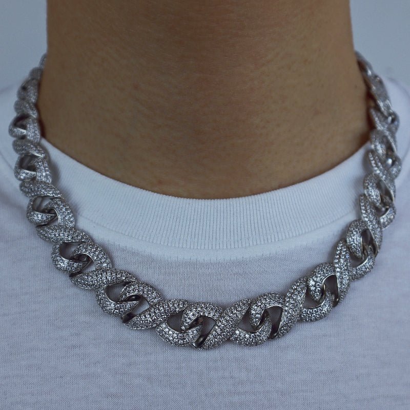 15mm Iced Geometry Cuban Chain In 18k White Gold ZUU KING