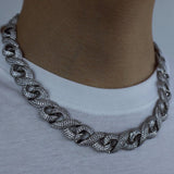 15mm Iced Geometry Cuban Chain In 18k White Gold ZUU KING