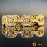 15mm New Iced Splicing Cuban Bracelet In 18k Gold ZUU KING