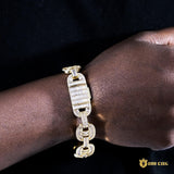 15mm New Iced Splicing Cuban Bracelet In 18k Gold ZUU KING