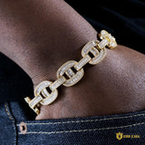 15mm New Iced Splicing Cuban Bracelet In 18k Gold ZUU KING