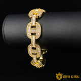 15mm New Iced Splicing Cuban Bracelet In 18k Gold ZUU KING