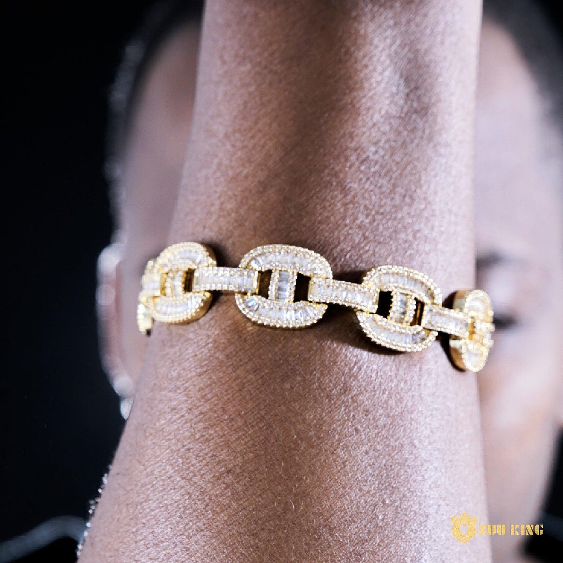 15mm New Iced Splicing Cuban Bracelet In 18k Gold ZUU KING