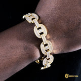 15mm New Iced Splicing Cuban Bracelet In 18k Gold ZUU KING