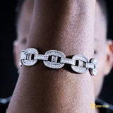15mm New Iced Splicing Cuban Bracelet In 18k White Gold ZUU KING