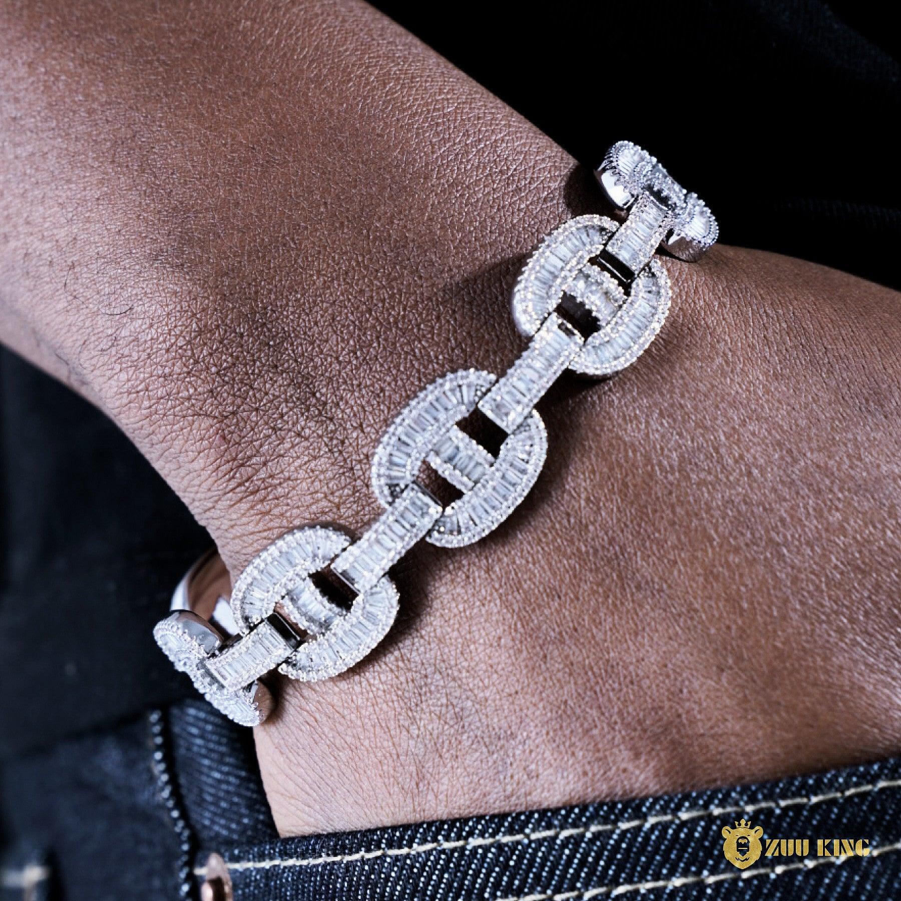 15mm New Iced Splicing Cuban Bracelet In 18k White Gold ZUU KING