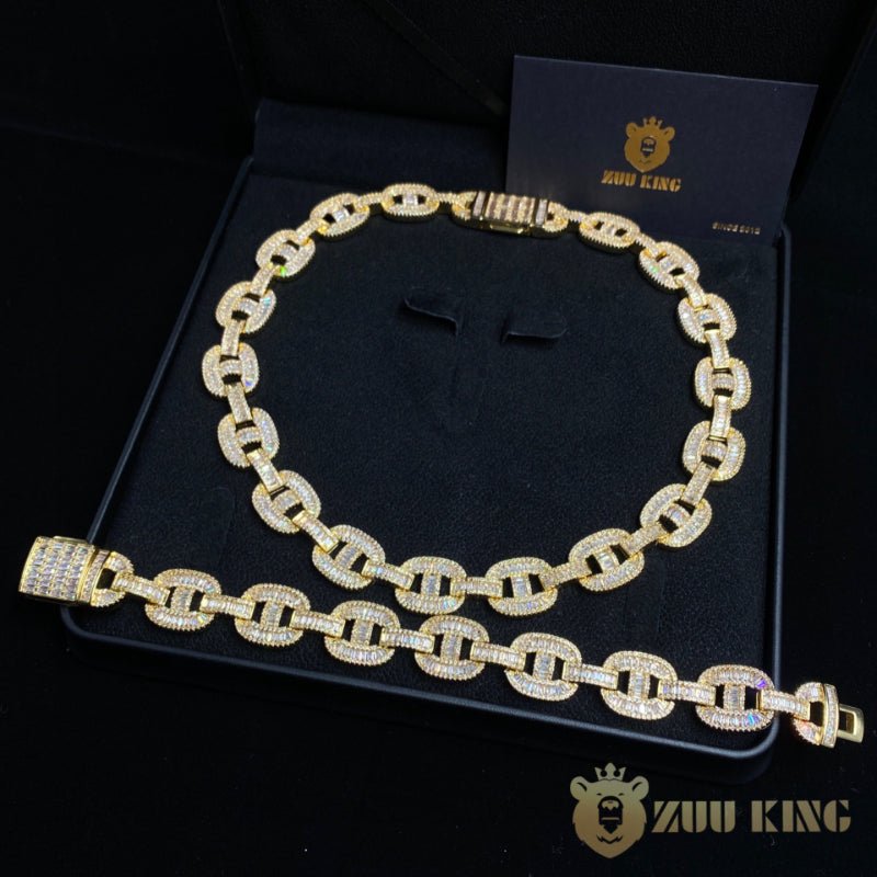 15mm New Iced Splicing Cuban Chain + Bracelet Set ZUU KING