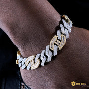 15mm Prong Baguette Gucci Cuban Bracelet In 18k White+gold