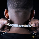 15mm Prong Baguette Gucci Cuban Chain White + Gold Plating ZUU KING