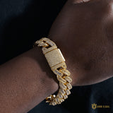 16mm Baguette & Round Cuban Bracelet In 18k Gold ZUU KING