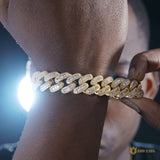 16mm Baguette & Round Cuban Bracelet In 18k Gold ZUU KING