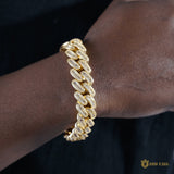 16mm Baguette & Round Cuban Bracelet In 18k Gold ZUU KING