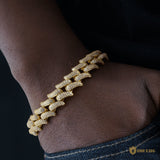 16mm Spiked Iced Cuban Bracelet In 18k Gold ZUU KING