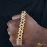 16mm Spiked Iced Cuban Bracelet In 18k Gold ZUU KING