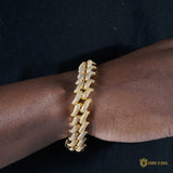 16mm Spiked Iced Cuban Bracelet In 18k Gold ZUU KING