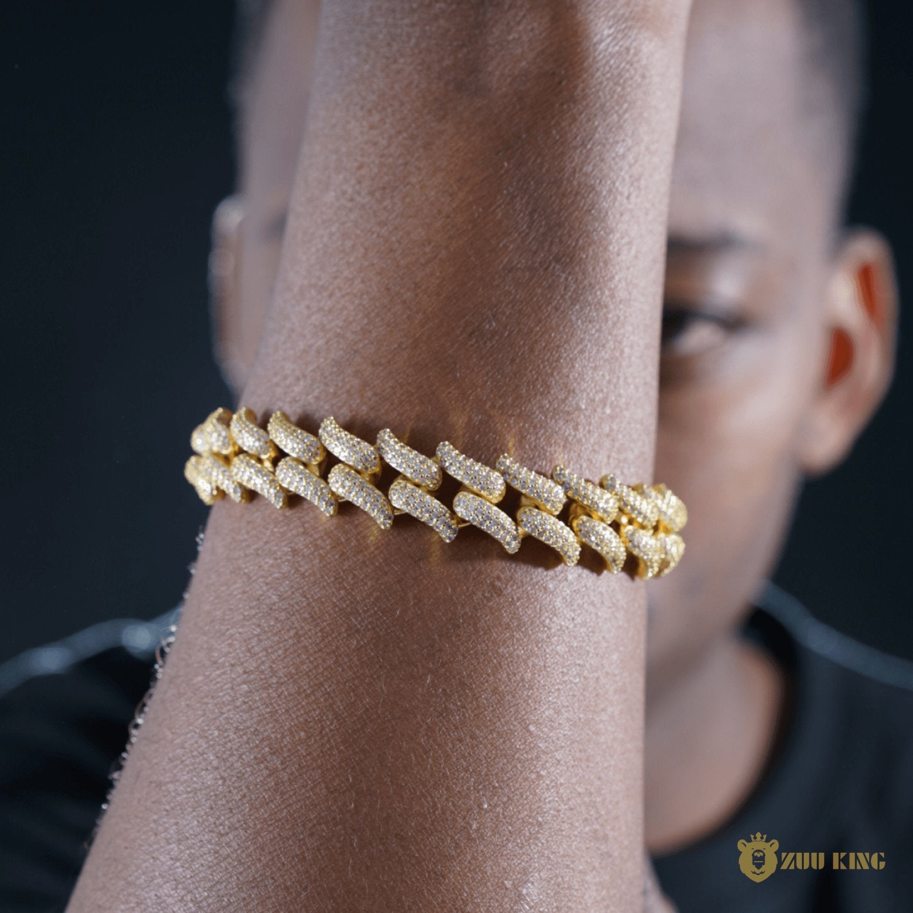 16mm Spiked Iced Cuban Bracelet In 18k Gold ZUU KING