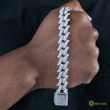 16mm Spiked Iced Cuban Bracelet In 18k White Gold ZUU KING