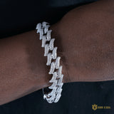 16mm Spiked Iced Cuban Bracelet In 18k White Gold ZUU KING