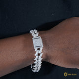 16mm Spiked Iced Cuban Bracelet In 18k White Gold ZUU KING