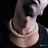 16mm Spiked Iced Cuban Chain In 18k Gold ZUU KING