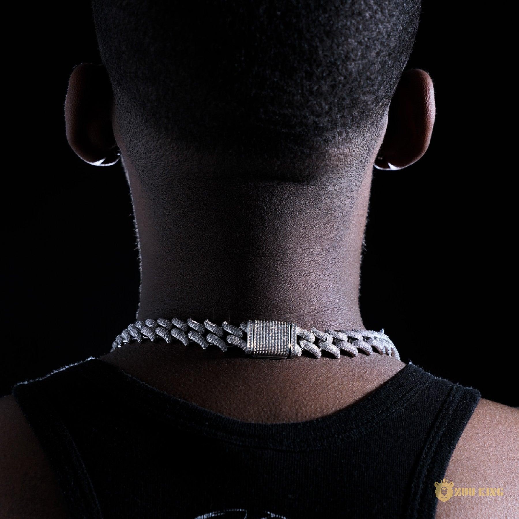 16mm Spiked Iced Cuban Chain In 18k White Gold ZUU KING
