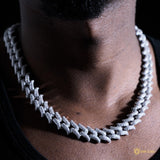 16mm Spiked Iced Cuban Chain In 18k White Gold ZUU KING