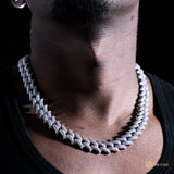 16mm Spiked Iced Cuban Chain In 18k White Gold ZUU KING