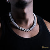 16mm Spiked Iced Cuban Chain In 18k White Gold ZUU KING