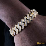 17mm Iced Square Ladder Cuban Bracelet In 18k Gold ZUU KING
