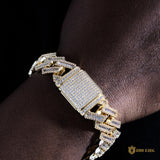17mm Iced Square Ladder Cuban Bracelet In 18k Gold ZUU KING