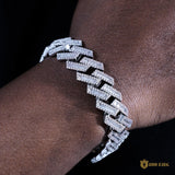 17mm Iced Square Ladder Cuban Bracelet In 18k White Gold ZUU KING