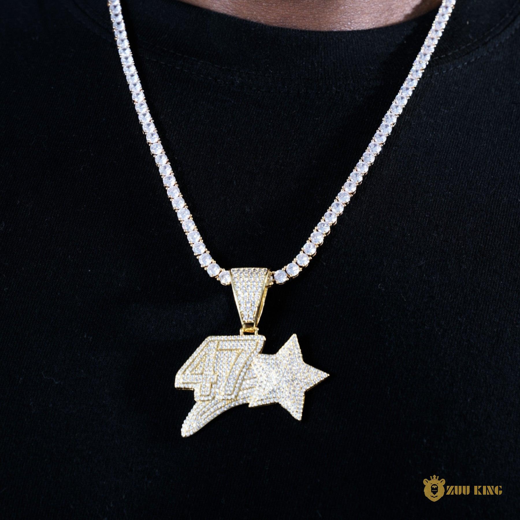 18k Gold 47 Iced Pendant ZUU KING