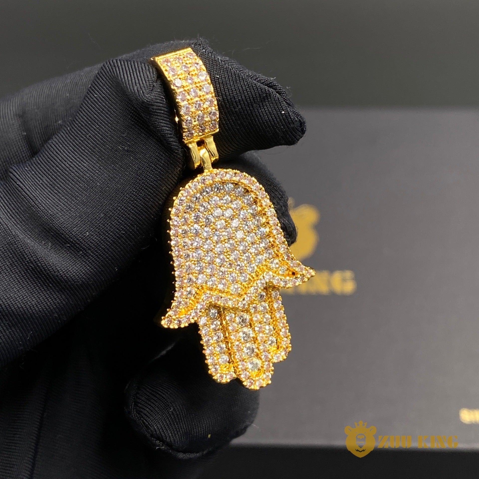 18k Gold Baguette Hamsa Hand Pendant ZUU KING