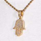 18k Gold Baguette Hamsa Hand Pendant ZUU KING