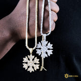 18k Gold Iced Snowflake Pendant ZUU KING