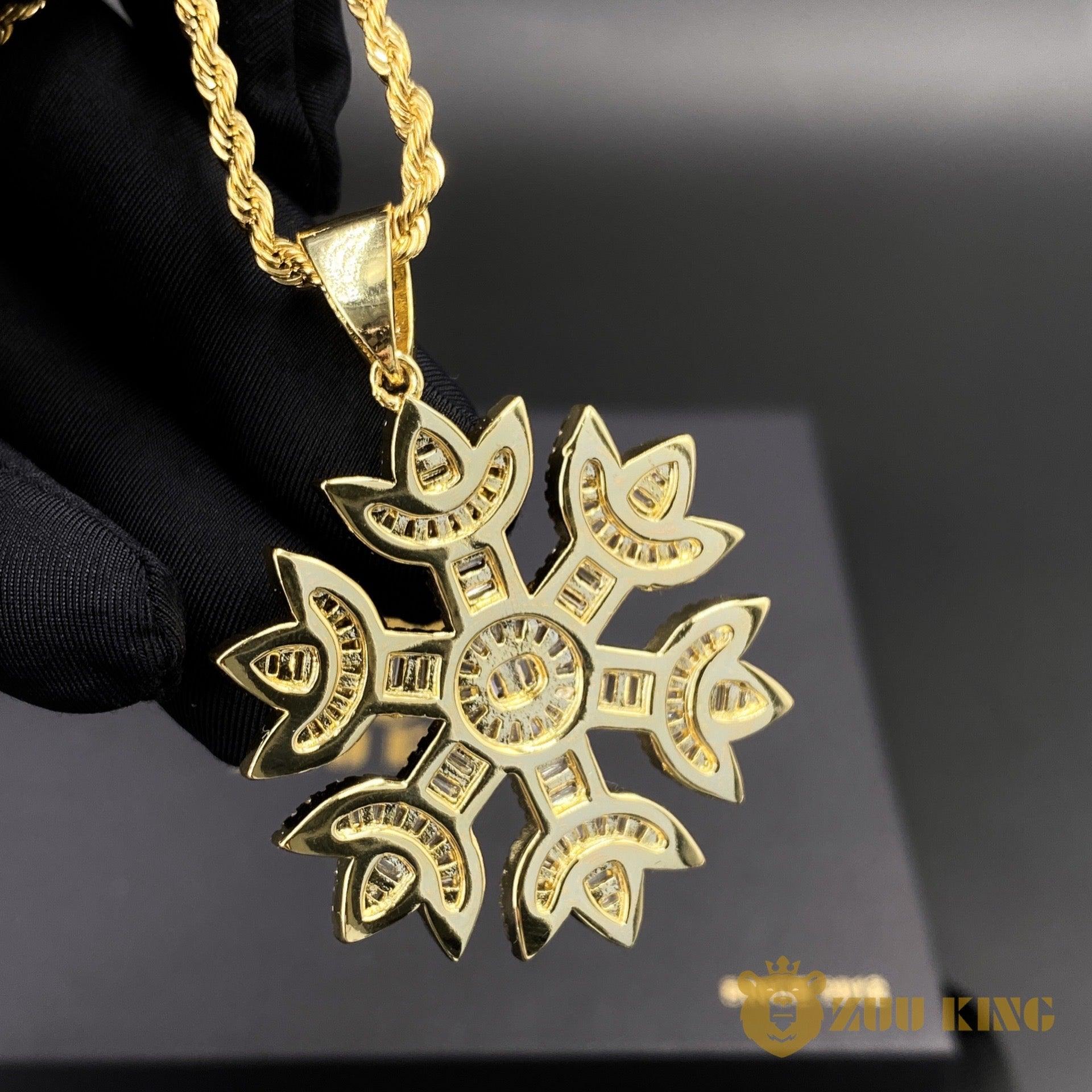 18k Gold Iced Snowflake Pendant ZUU KING
