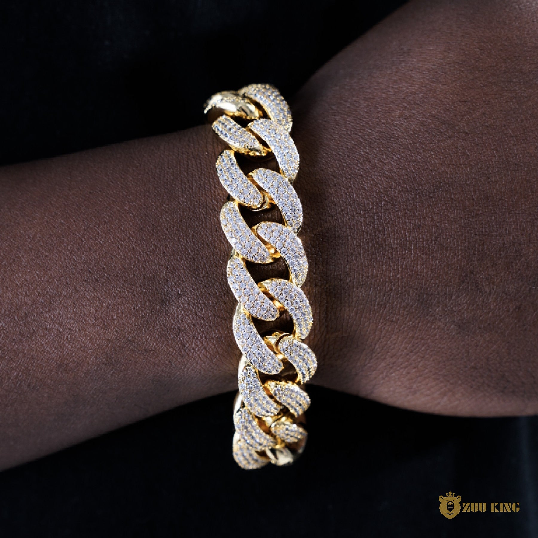 18mm 3-row Pointed Cuban Bracelet In 18k Gold ZUU KING
