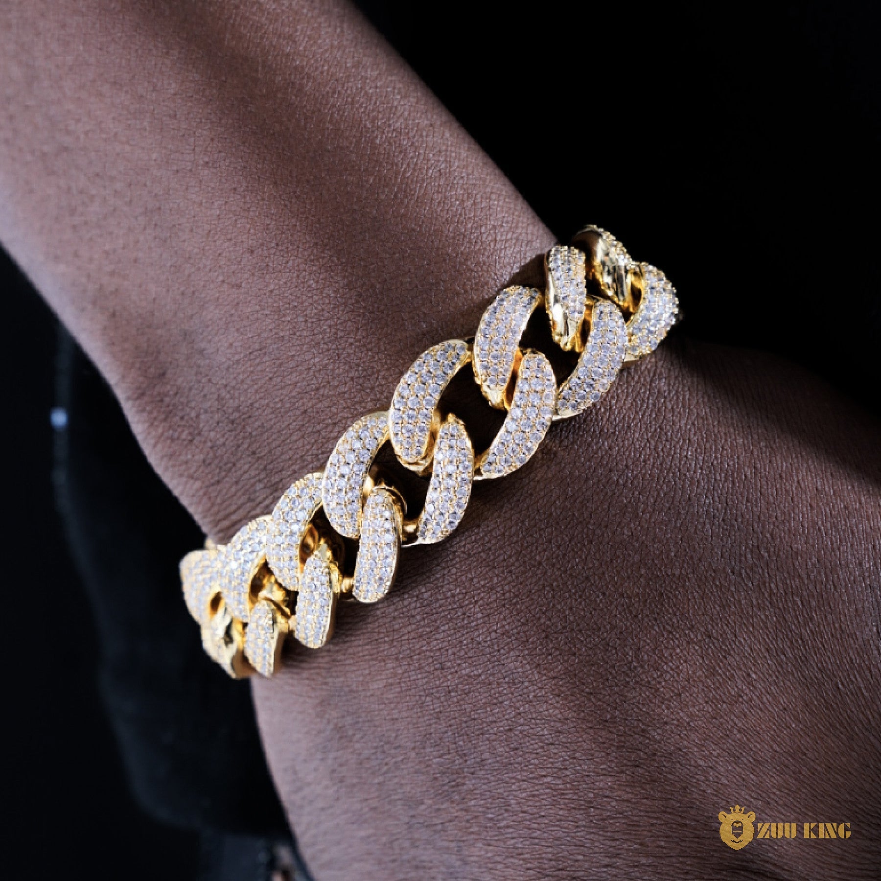 18mm 3-row Pointed Cuban Bracelet In 18k Gold ZUU KING