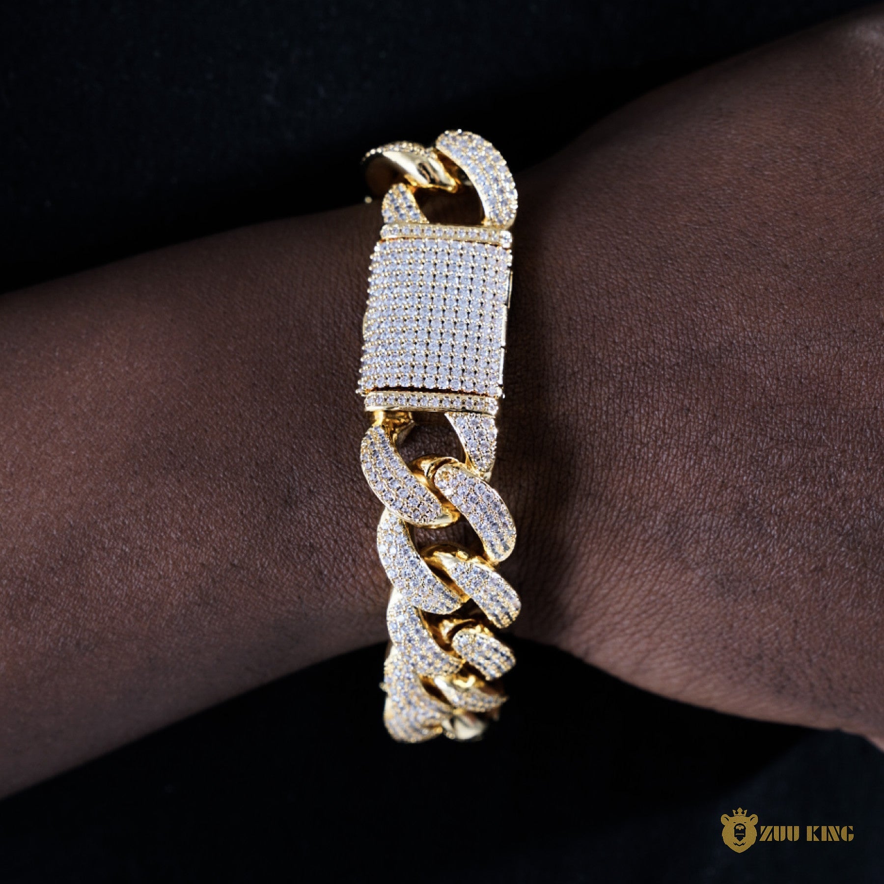 18mm 3-row Pointed Cuban Bracelet In 18k Gold ZUU KING