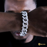 18mm 3-row Pointed Cuban Bracelet In 18k White Gold ZUU KING