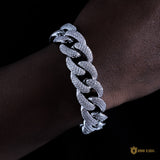 18mm 3-row Pointed Cuban Bracelet In 18k White Gold ZUU KING