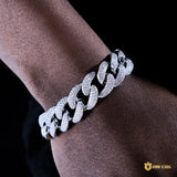 18mm 3-row Pointed Cuban Bracelet In 18k White Gold ZUU KING