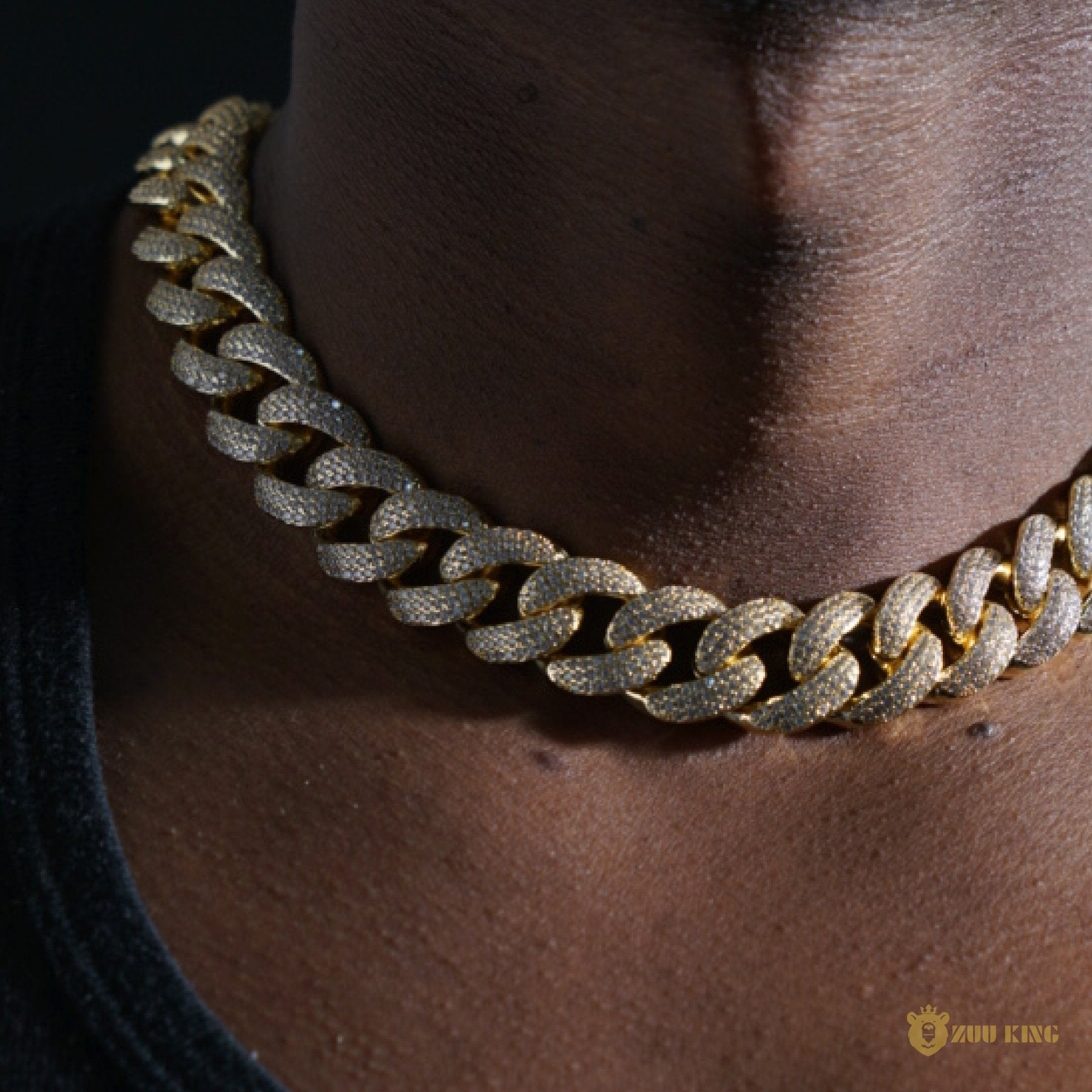 18mm 3-row Pointed Cuban Chain In 18k Gold ZUU KING