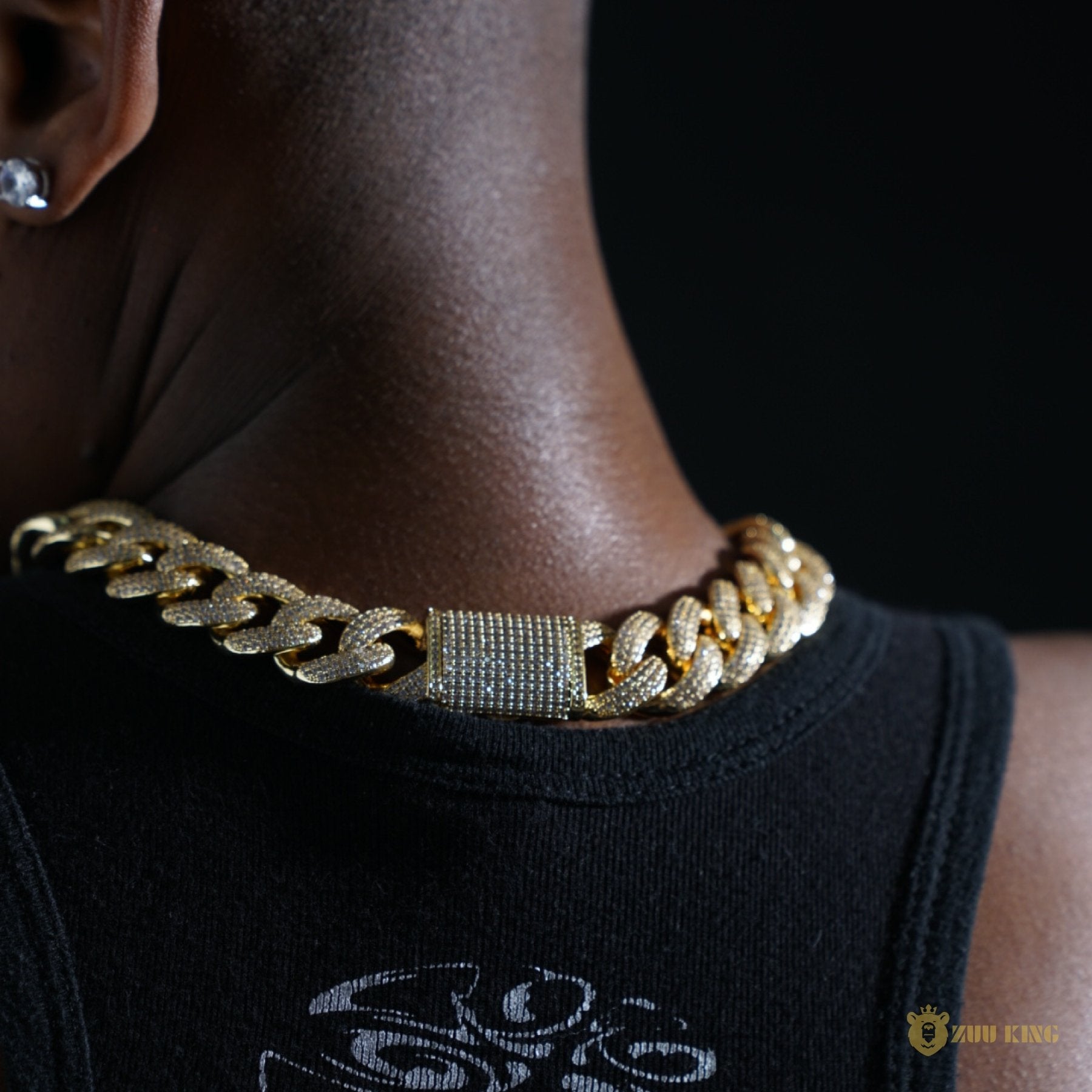 18mm 3-row Pointed Cuban Chain In 18k Gold ZUU KING