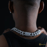18mm 3-row Pointed Cuban Chain In 18k White Gold ZUU KING