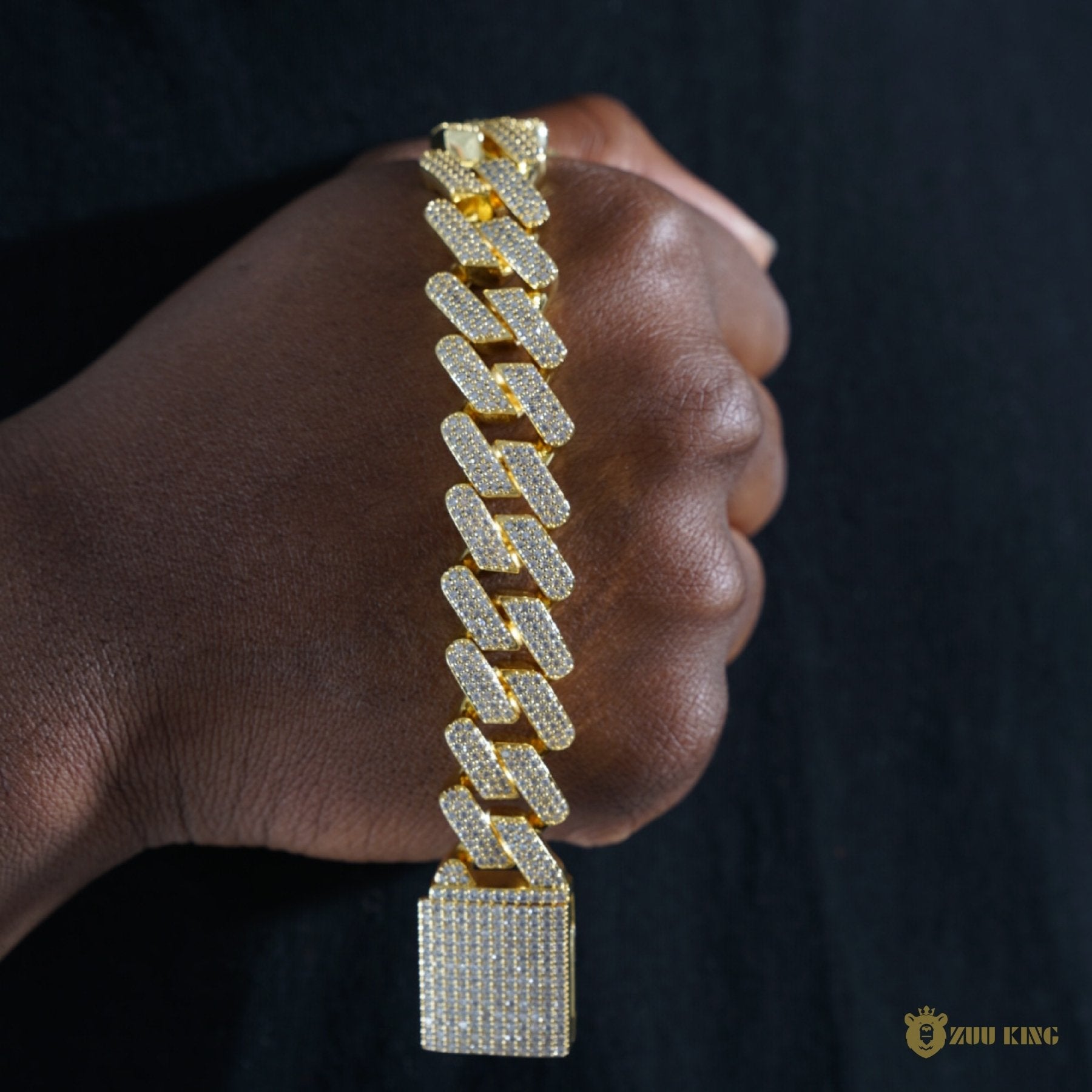 18mm 3-row Thickened Bracelet In 18k Gold ZUU KING