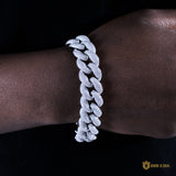 18mm 3d Bubble Iced Cuban Bracelet In White Gold ZUU KING