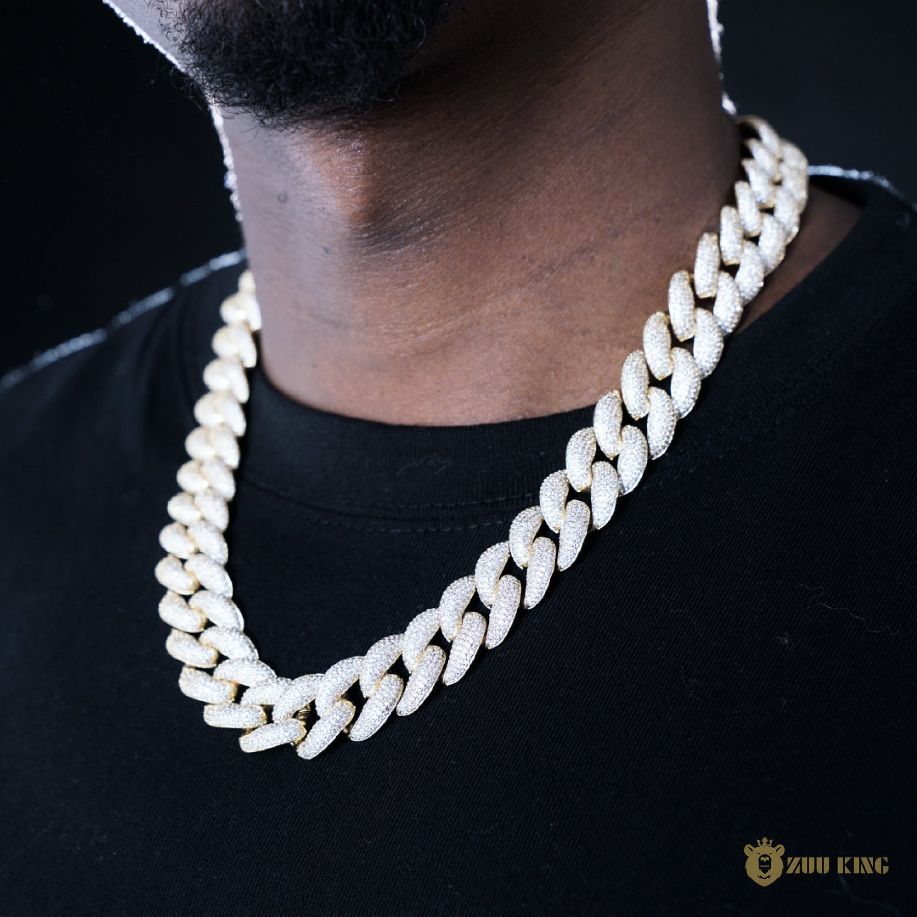 18mm 3d Bubble Iced Cuban Chain In 18k Gold ZUU KING