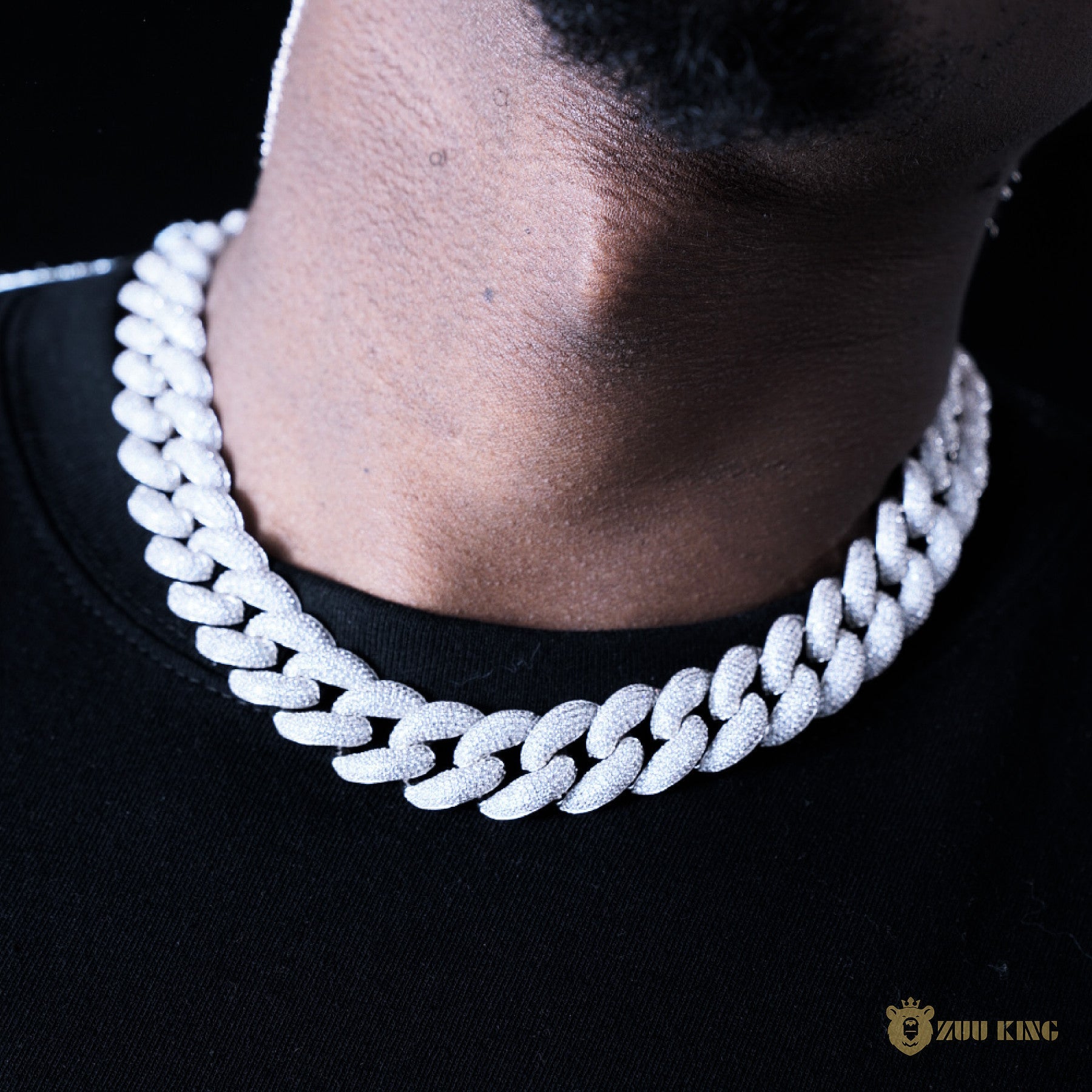 18mm 3d Bubble Iced Cuban Chain In 18k White Gold ZUU KING