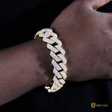 19mm 2-row Iced Prong Cuban Bracelet In 18k Gold ZUU KING